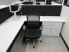 STEELCASE WHITE 2 PERSON MODULAR WORK STATION W/ (4) PEDESTALS , BLACK OFFICE CHAIR 177" X 93" X 48", (1ST FLOOR) - 4