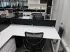 STEELCASE 4 PERSON WORK STATION W/ 4 BLACK @ THE OFFICE CHAIRS 12' X 11', (1ST FLOOR) - 4