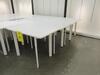 LOT OF (4) WOOD TABLES WITH METAL LEGS, 53" X 30" X 37" , (1ST FLOOR)