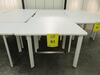 LOT OF (5) WOOD TABLES WITH METAL LEGS, 53" X 30" X 37", (1ST FLOOR)