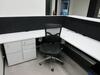 STEELCASE WHITE 1 PERSON MODULAR WORK STATION W/ (2) PEDESTALS , BLACK OFFICE CHAIR 90" X 93" X 48", (1ST FLOOR) - 2