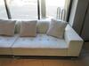 MOPANI WHITE 3 PIECE SECTIONAL SOFA 117" X 77" X 29" W/ GLASS AND CHROME COFFEE TABLE 3' X 3' X 13", (1ST FLOOR) - 3