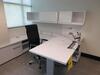 STEELCASE 2 PERSON WORK STATION W/ OVERHEAD CABINETS AND 2 HIGH BACK CHAIRS, (2ND FLOOR) - 2