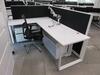 STEELCASE 2 PERSON MODULAR WORK STATION W/ 2 CABINET, AND 2 BLACK CHAIRS 172" X 87", (2ND FLOOR) - 2