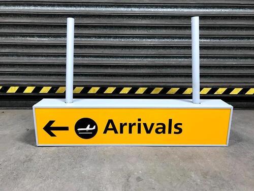 Heathrow 'Arrivals' Illuminated ceiling mounted sign