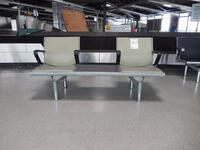 Green Leather Two person seat with shared middle table
