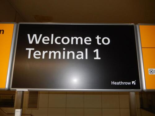 Original Heathrow 'Welcome to Terminal 1' illuminated sign