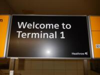 Original Heathrow 'Welcome to Terminal 1' illuminated sign