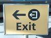 Heathrow stand mounted 'Exit? sign. - 2