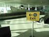 Heathrow stand mounted 'Exit? sign. - 10