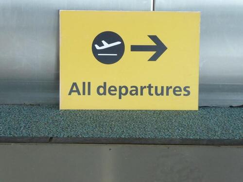 All departures' Yellow sign from Terminal 1