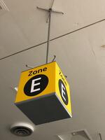 Iconic Heathrow 'Zone E' ceiling sign