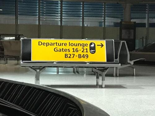 Heathrow Terminal 1 'Departure lounge' direction sign