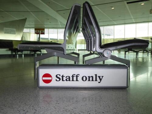 Heathrow Staff only Illuminated sign