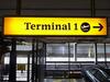 Terminal 1 direction sign, illuminated. Curved metal edge construction including internal light fittings. - 2