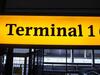 Terminal 1 direction sign, illuminated. Curved metal edge construction including internal light fittings. - 10