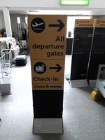 Heathrow floor mounted departure gate sign