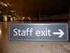 Staff exit sign, with curved edges, metal construction. - 3