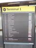 Airline information board, mounted on a acrylic sheet, showing last airlines to use T1. (tombstone holder not included in sale) - 2