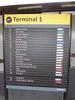 Airline information board, mounted on a acrylic sheet, showing last airlines to use T1. (tombstone holder not included in sale) - 6