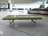 3 person flute bench seat, cast alloy construction. Green leather style seat and backs, chromed feet. - 5