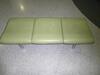 3 person flute bench seat, cast alloy construction. Green leather style seat and backs, chromed feet. - 12