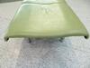 3 person flute bench seat, cast alloy construction. Green leather style seat and backs, chromed feet. - 16