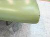 3 person flute bench seat, cast alloy construction. Green leather style seat and backs, chromed feet. - 17