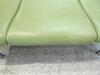3 person flute bench seat, cast alloy construction. Green leather style seat and backs, chromed feet. - 18