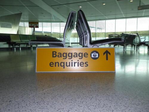 Baggage enquiries sign