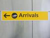 Arrivals direction sign, metal construction with a Aluminium frame.