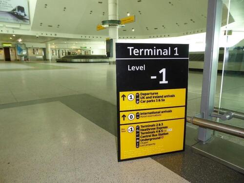 Terminal 1 'level -1? elevator sign