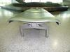 4 person flute bench seat, cast alloy construction. Green leather style seat and backs, chromed feet. - 4