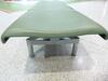 4 person flute bench seat, cast alloy construction. Green leather style seat and backs, chromed feet. - 10