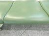 4 person flute bench seat, cast alloy construction. Green leather style seat and backs, chromed feet. - 12