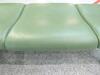 4 person flute bench seat, cast alloy construction. Green leather style seat and backs, chromed feet. - 13