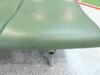 4 person flute bench seat, cast alloy construction. Green leather style seat and backs, chromed feet. - 14